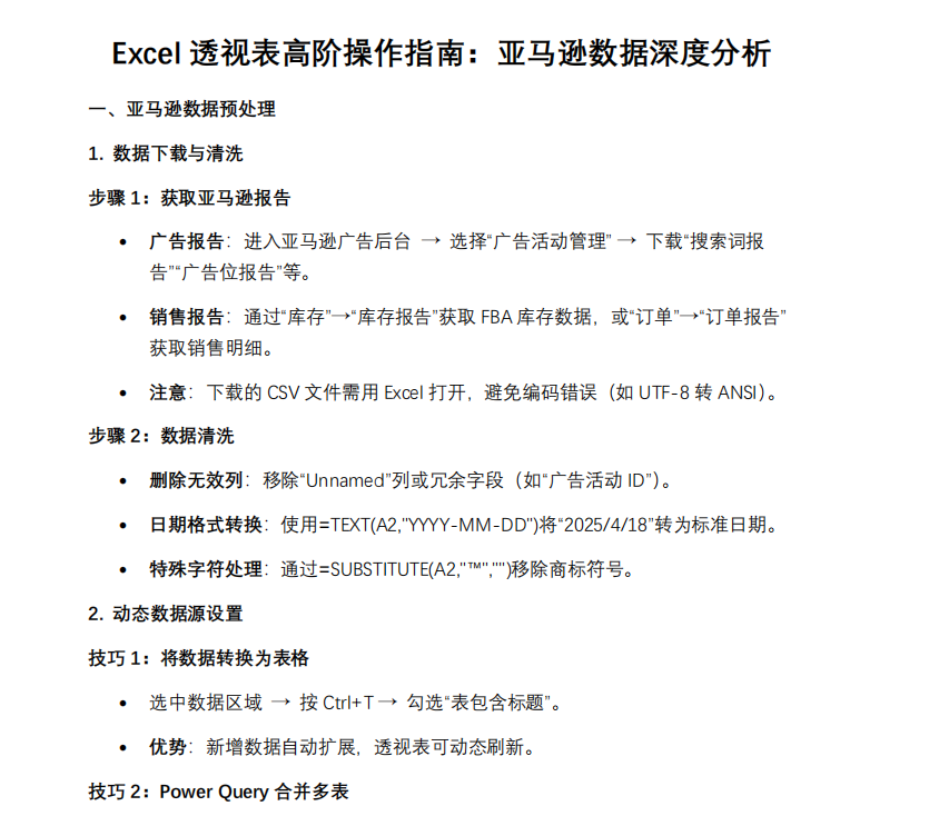Excel透视表高阶操作指南：亚马逊数据深度分析